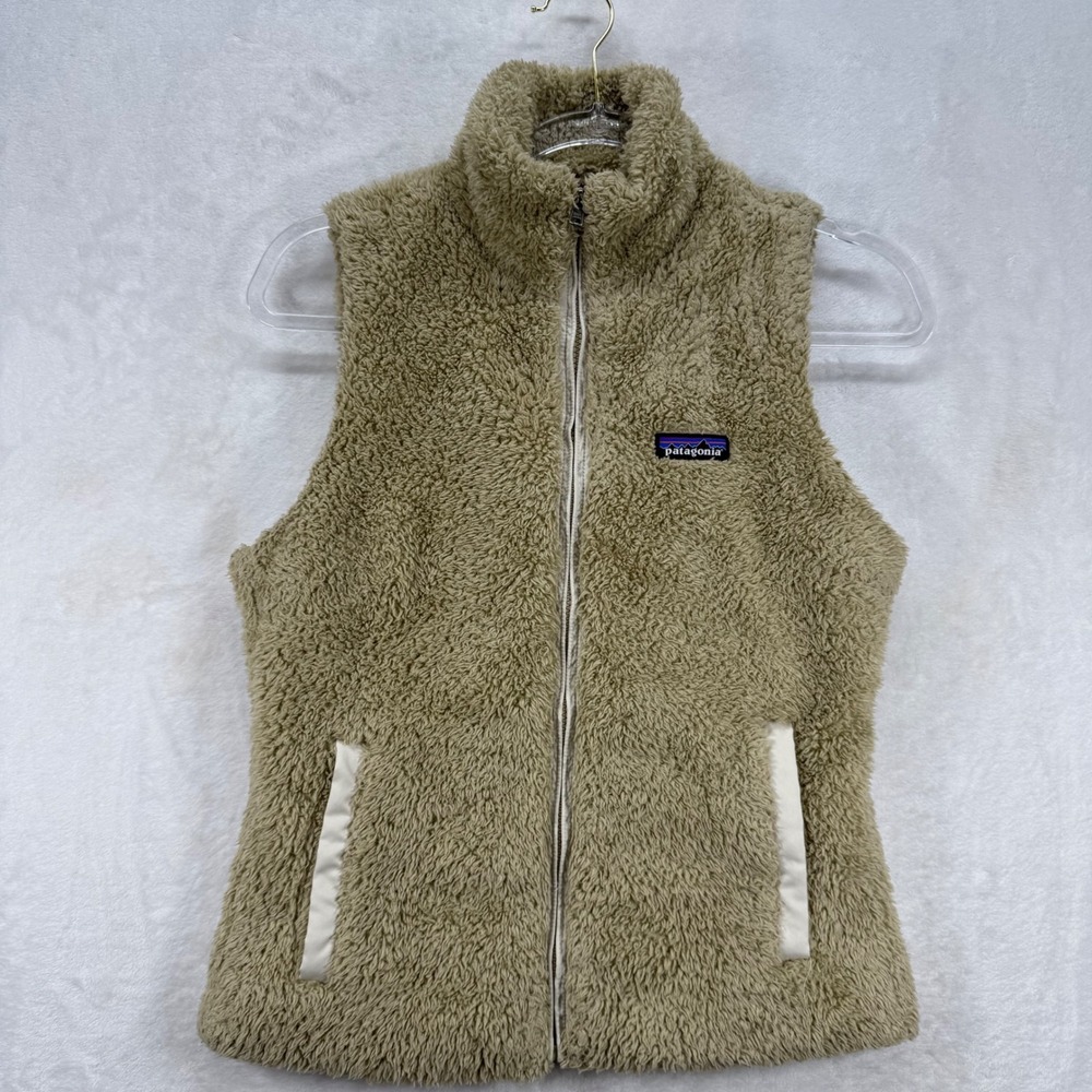 Patagonia Fleece Vest Full Zip Sleeveless Outdoor Hiking Tan Small S